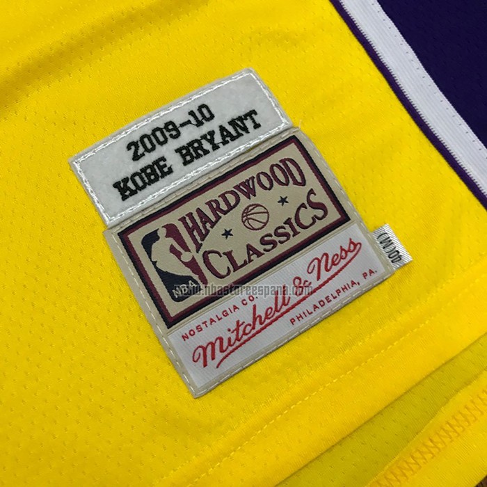 Camiseta Los Angeles Lakers Kobe Bryant NO 24 Hardwood Classics Amarillo